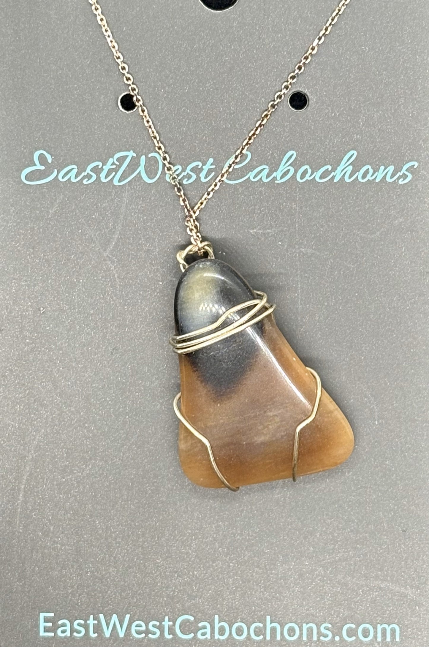 PETRIFIED WOOD AND SILVER NECKLACE