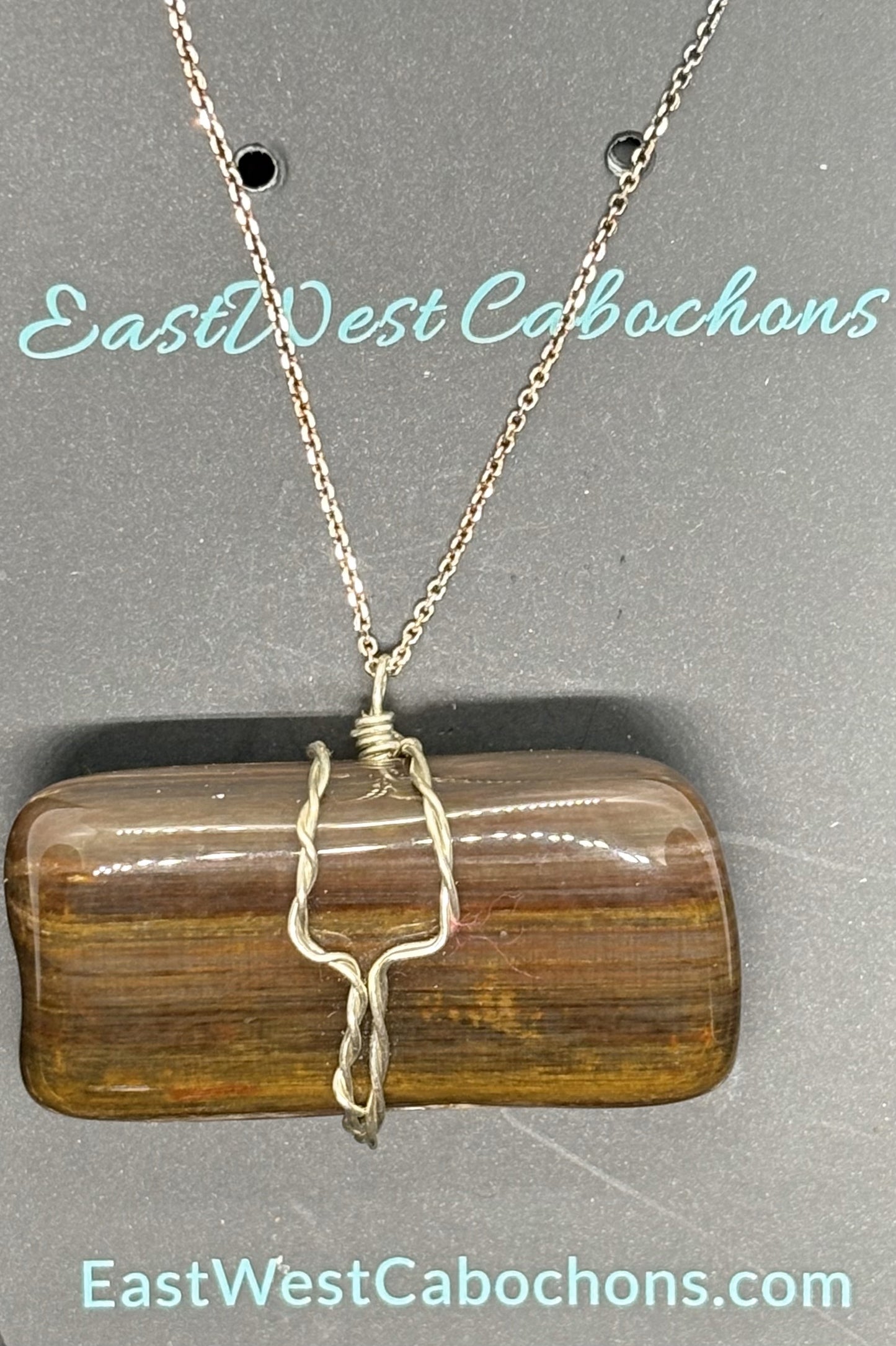 PETRIFIED WOOD AND SILVER NECKLACE