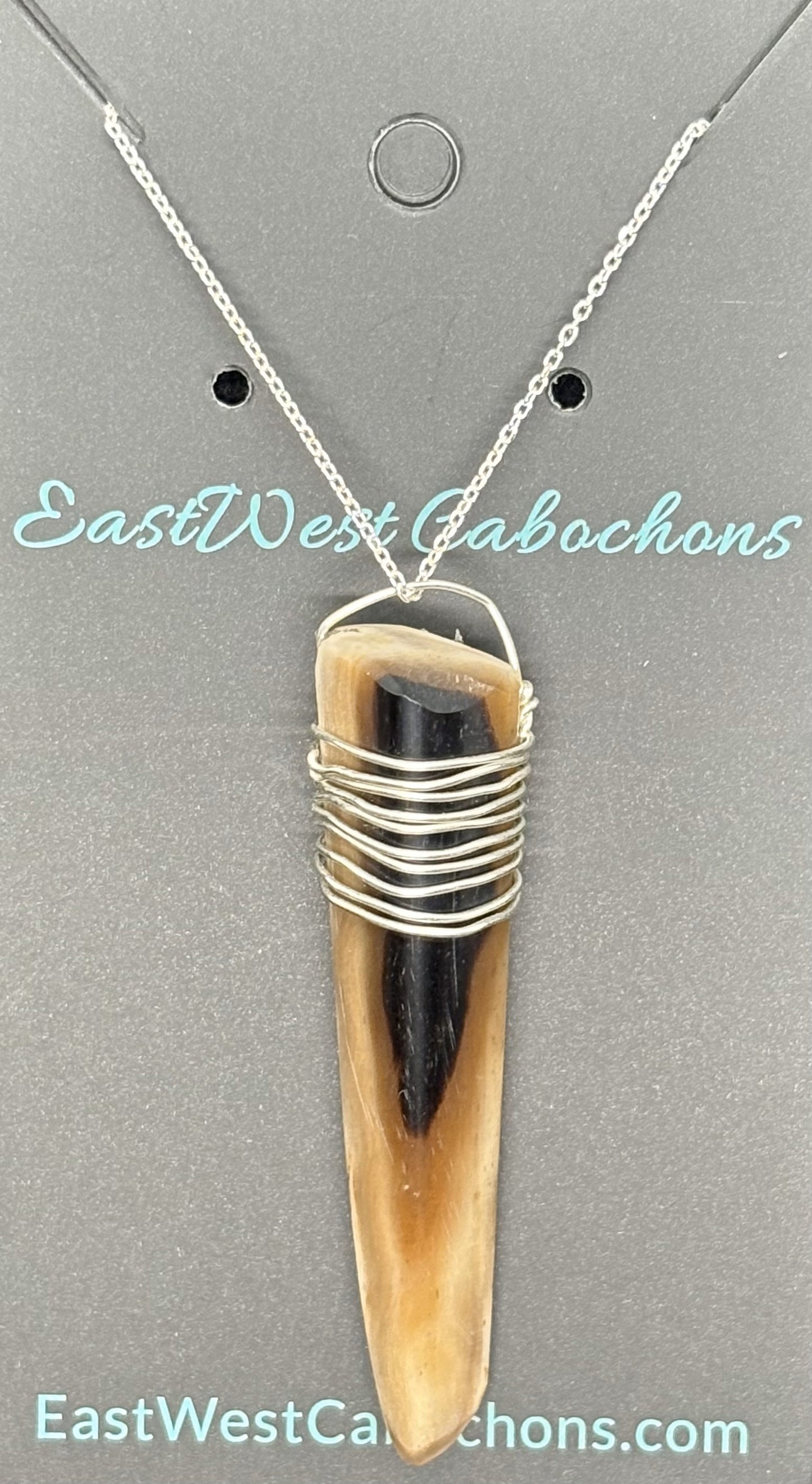 PETRIFIED WOOD AND SILVER NECKLACE