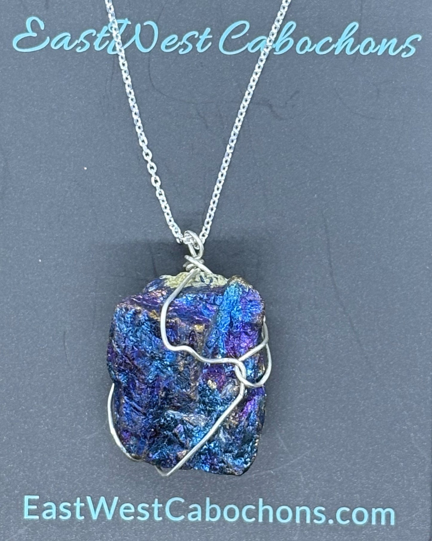 SILVER PEACOCK ORE NECKLACE