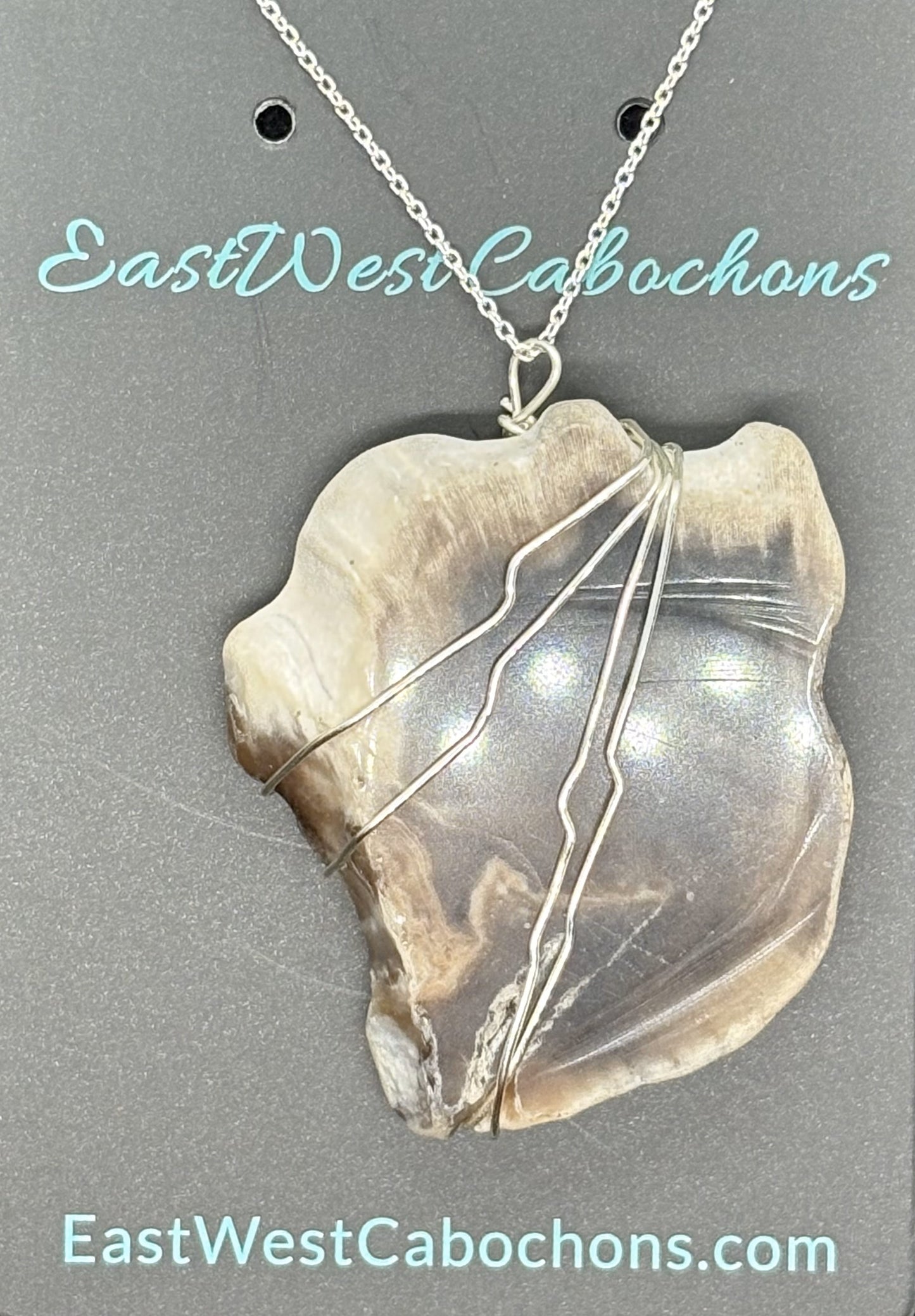 PETRIFIED WOOD AND SILVER NECKLACE